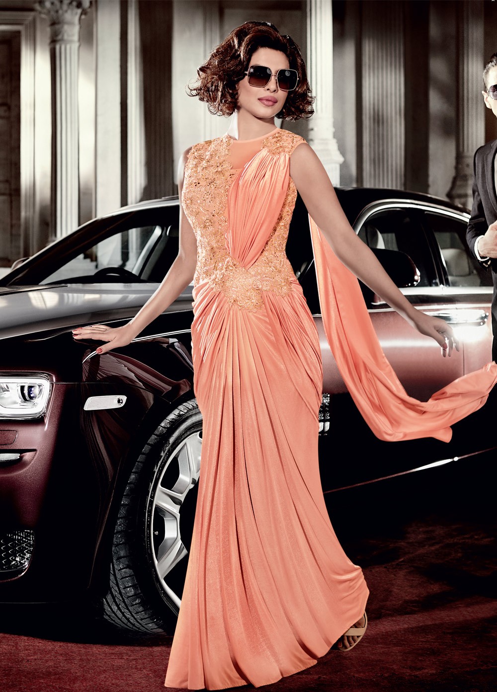 dark peach color gown